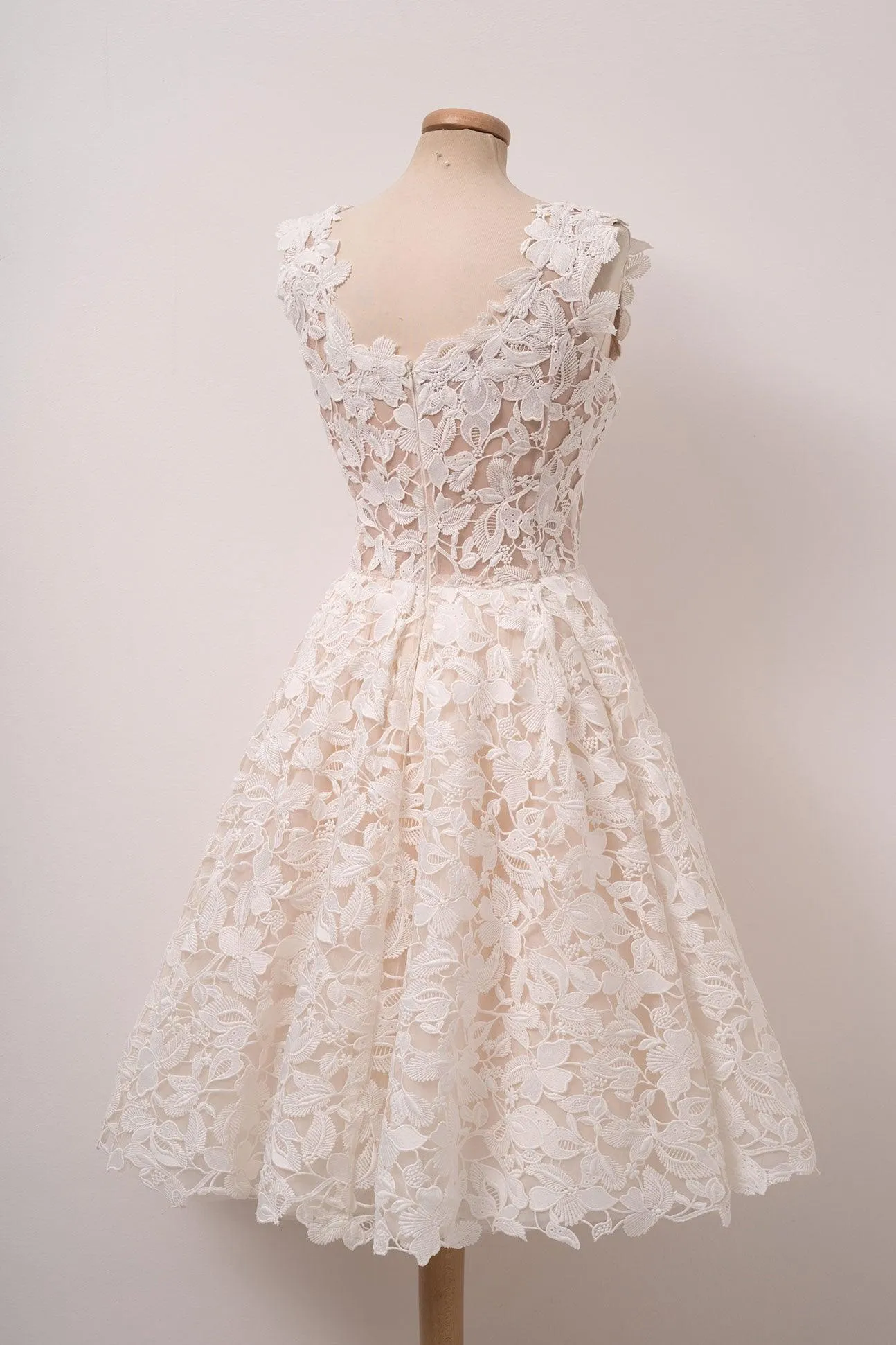 A-line Ivory Lace Homecoming Dresses Square Neck Short Prom Dress PD312