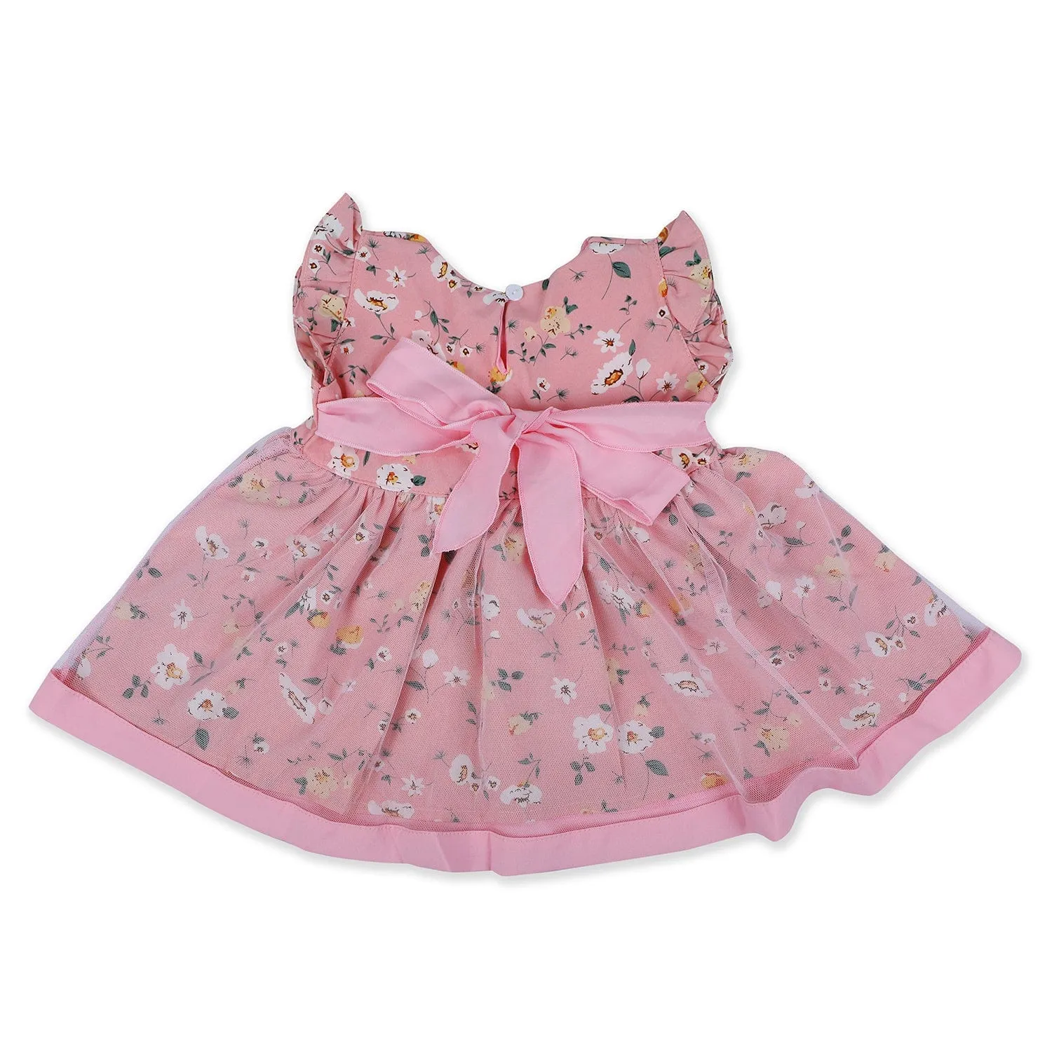 Baby Moo Elegant Pearl And Floral Layered Party Dress - Pink