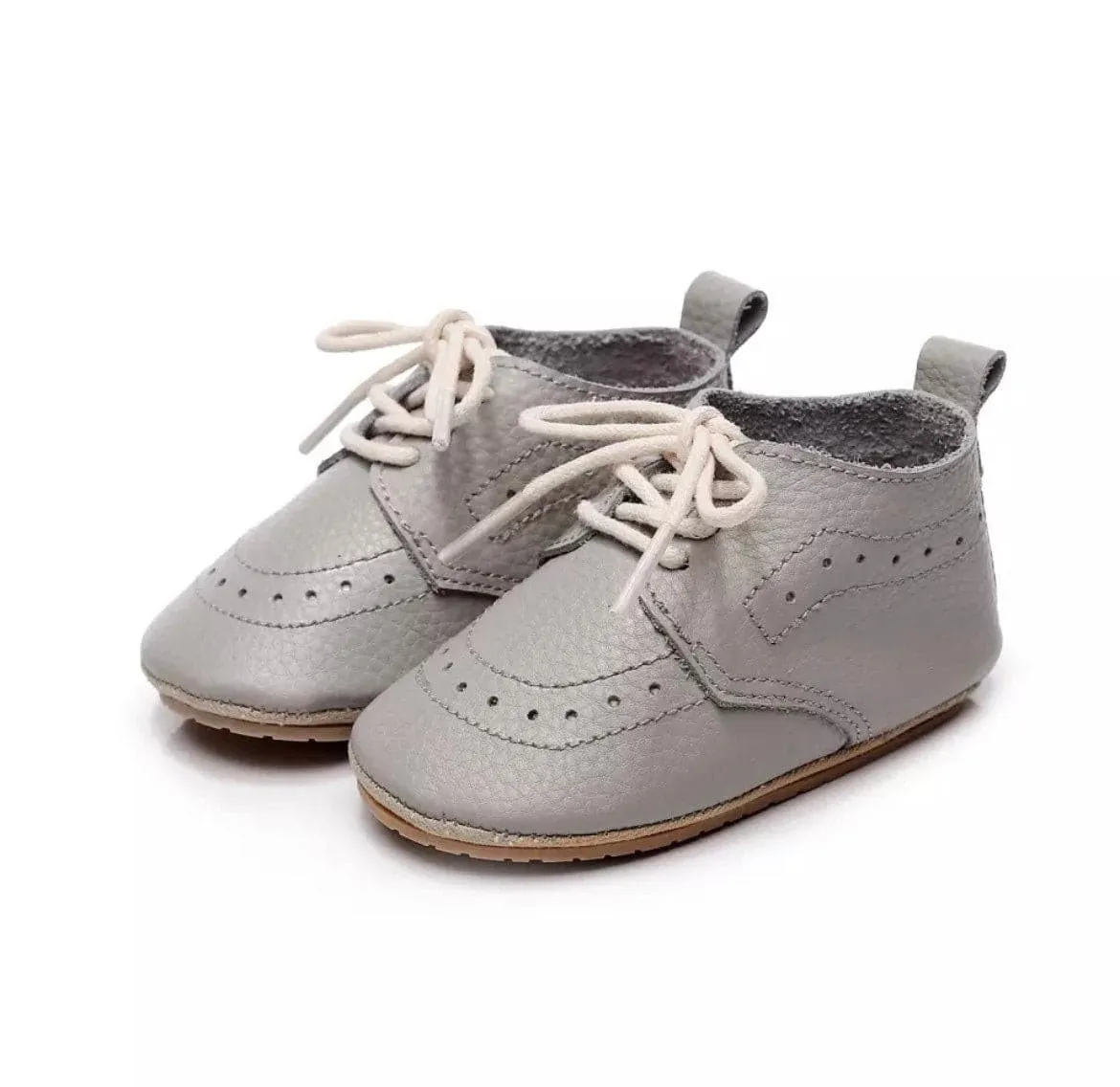 Baby Oxford Brogues - Handmade Genuine Leather Baby Shoes, Tan Leather