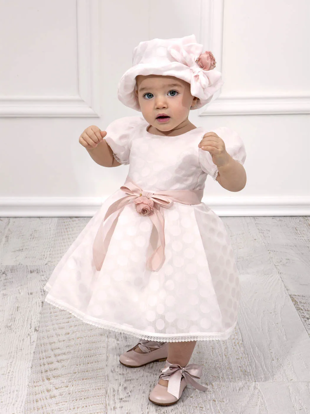 Baby's dress with big dots - COLLETE White