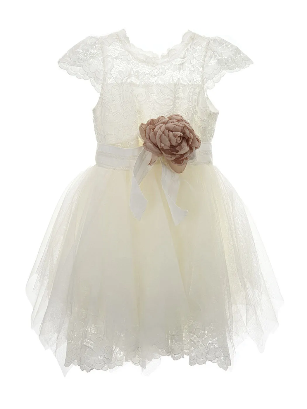 Baptism dress with Lace - VAGIA Ivory