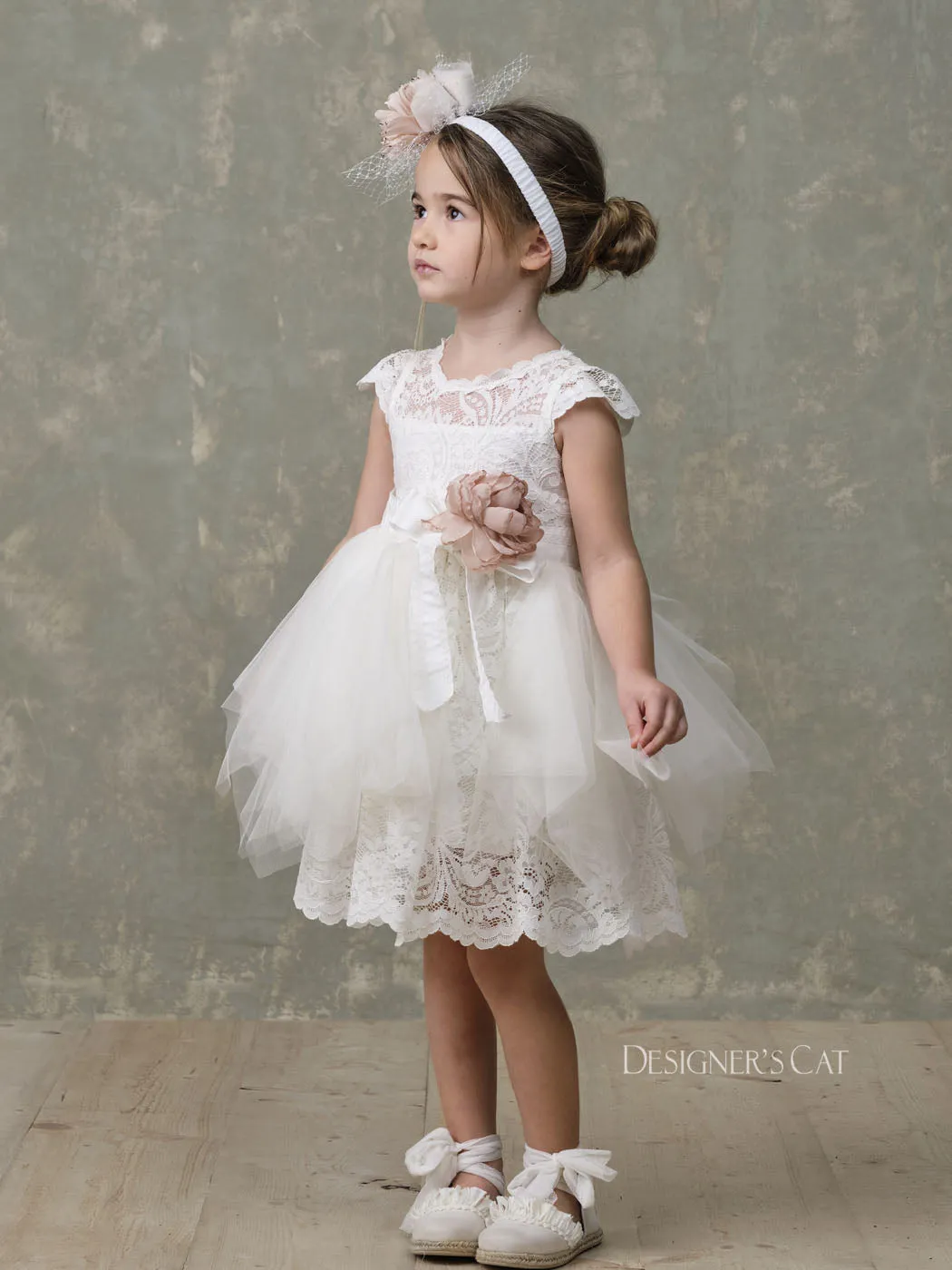 Baptism dress with Lace - VAGIA Ivory