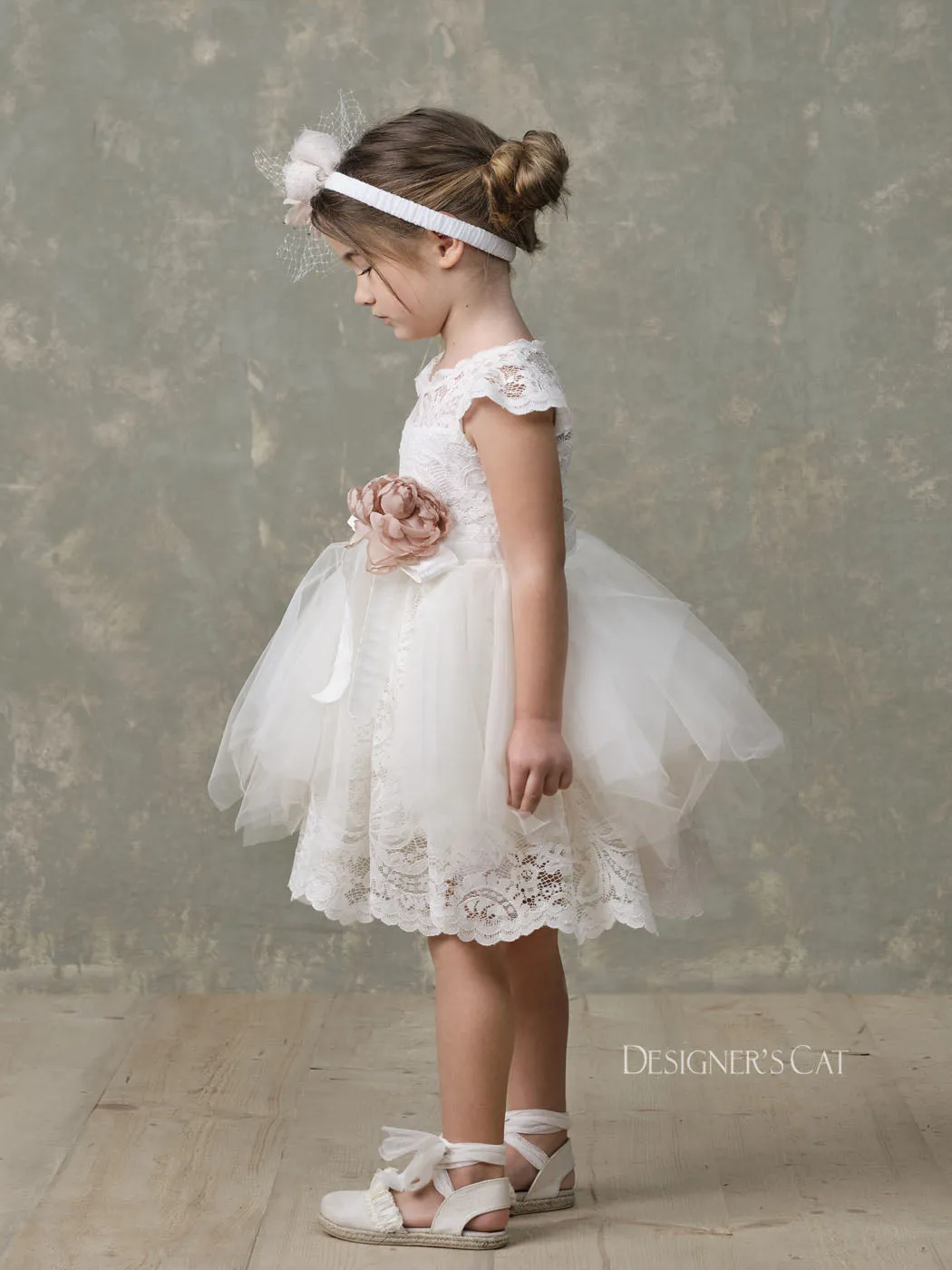 Baptism dress with Lace - VAGIA Ivory