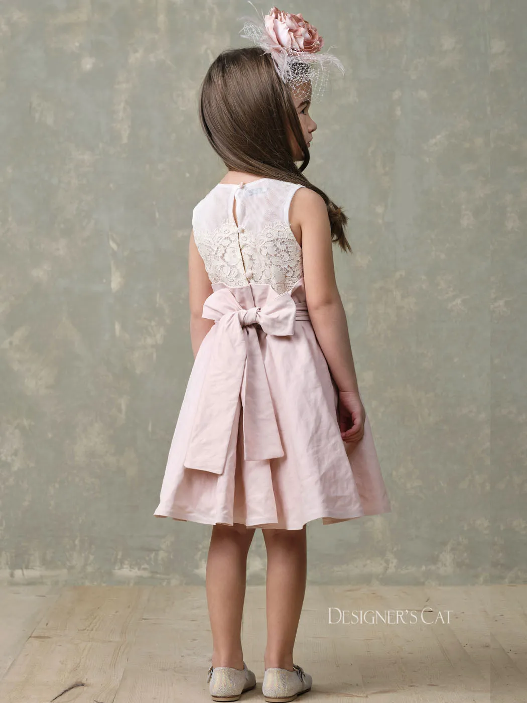 Baptism Evase Dress for girl- pink