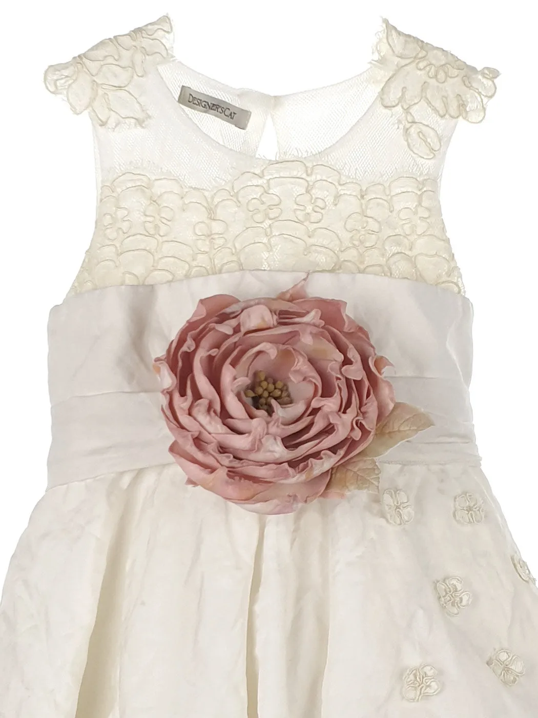 Baptism silk Dress with lace - MAY