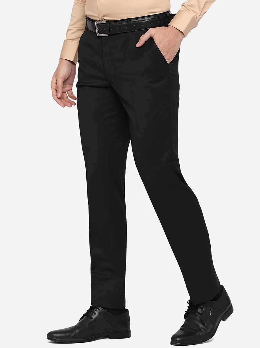 Black Solid Classic Fit Formal Trouser | JadeBlue