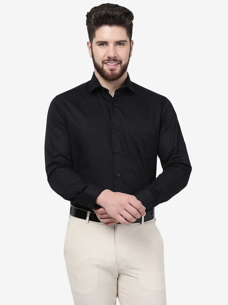 Black Striped Slim Fit Formal Shirt | Greenfibre