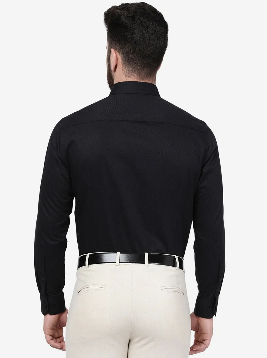 Black Striped Slim Fit Formal Shirt | Greenfibre