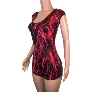 Cap Sleeve Romper - Red Lightning