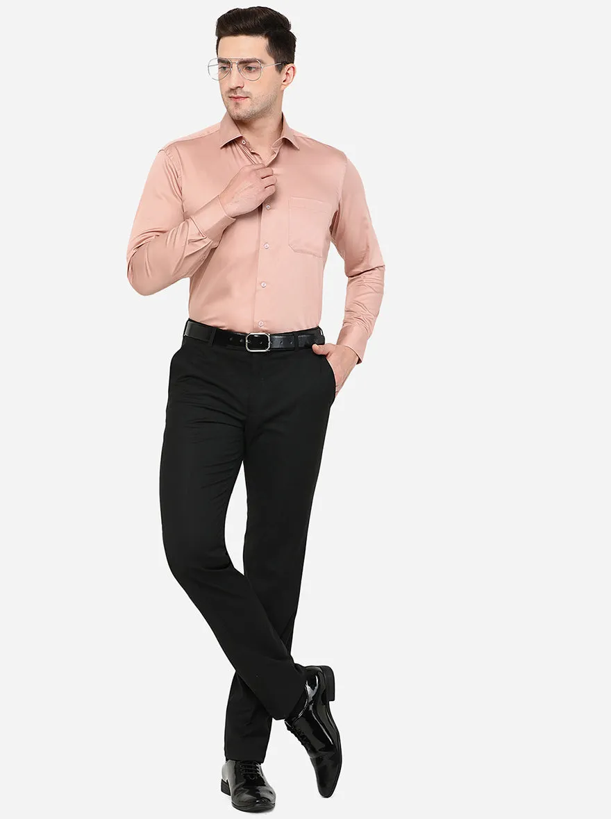 Carrot Pink Solid Slim Fit Formal Shirt | Metal