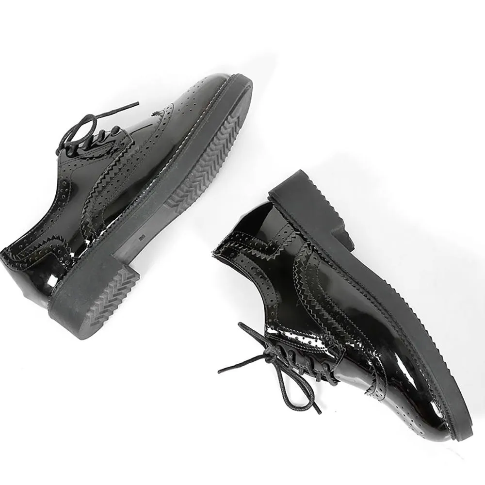 Classic Style Shiny Black Oxford Flat Shoes