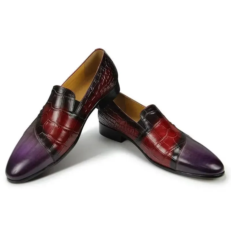 CrocLuxury Genuine Crocodile Pattern Leather Slip-On Loafers