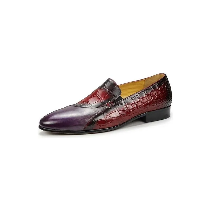 CrocLuxury Genuine Crocodile Pattern Leather Slip-On Loafers