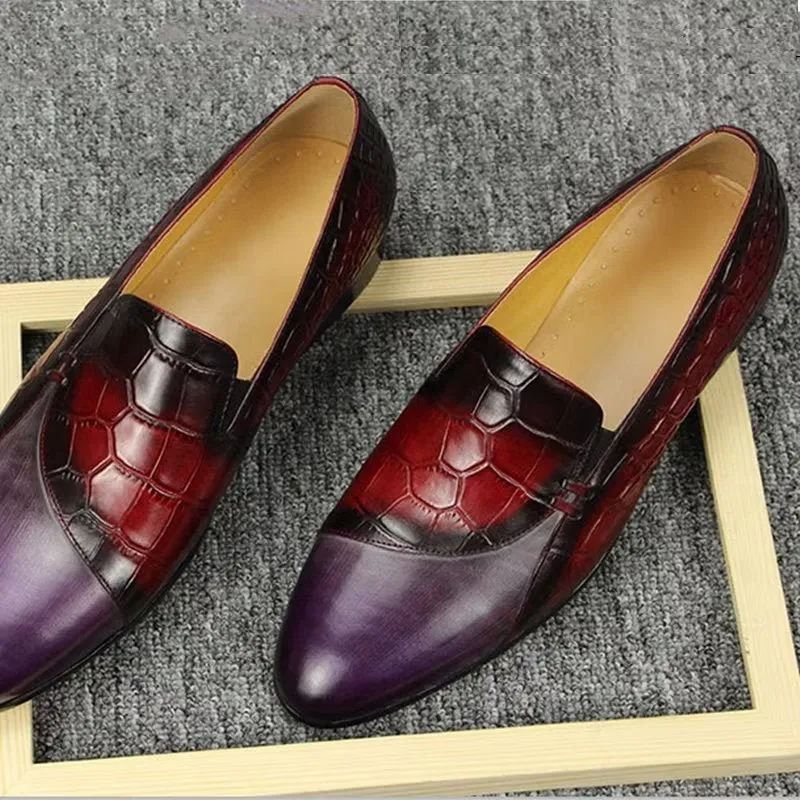 CrocLuxury Genuine Crocodile Pattern Leather Slip-On Loafers