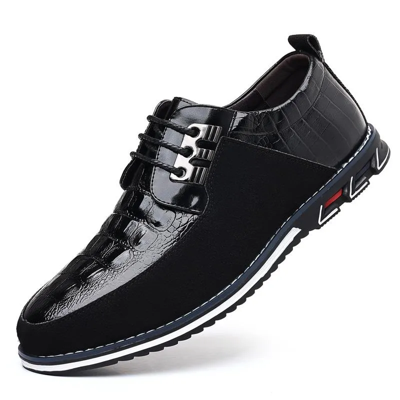 Crocodile texture leather fashion business casual shoes