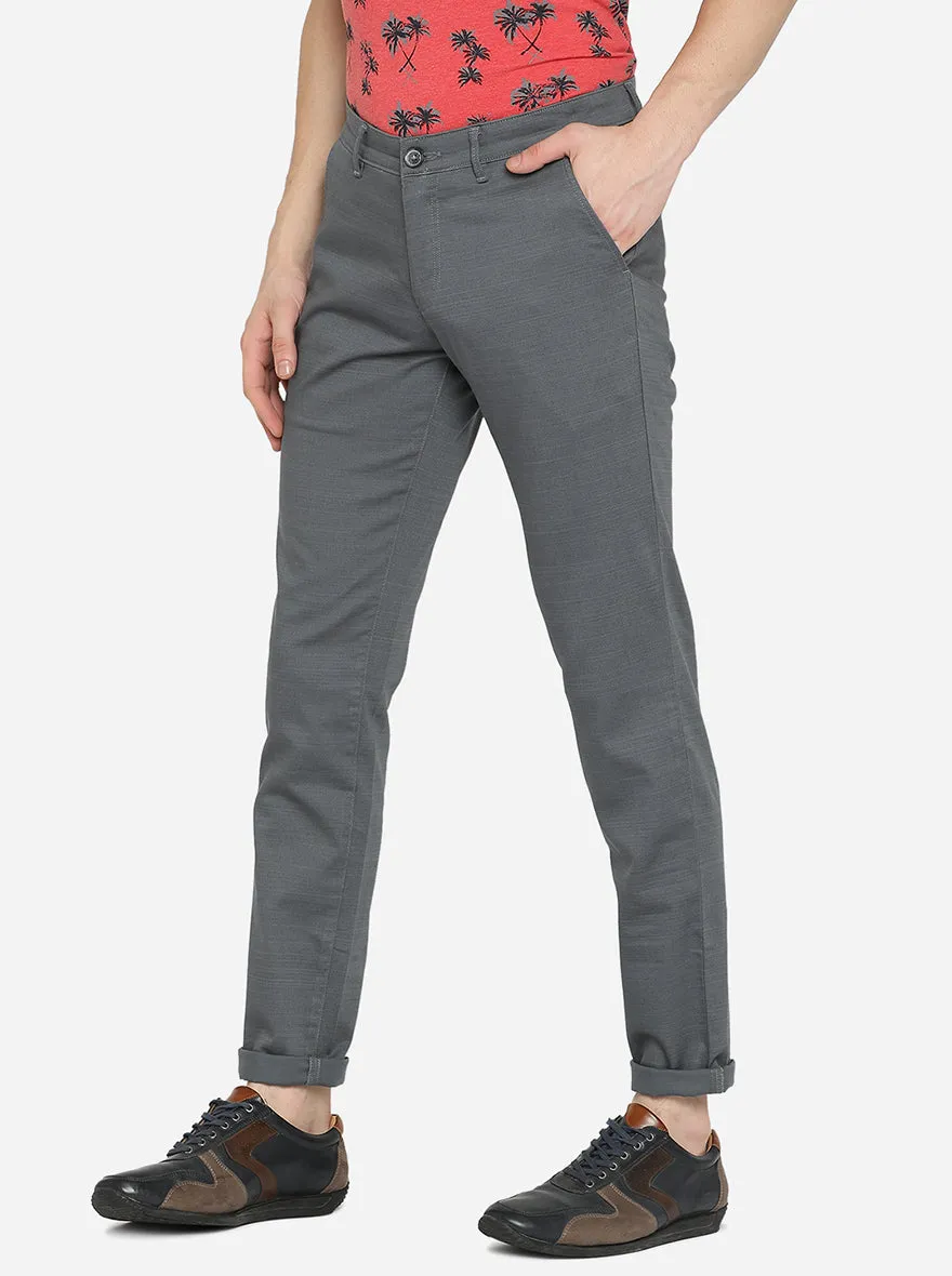 Dark Grey Solid Neo Fit Casual Trouser | Greenfibre