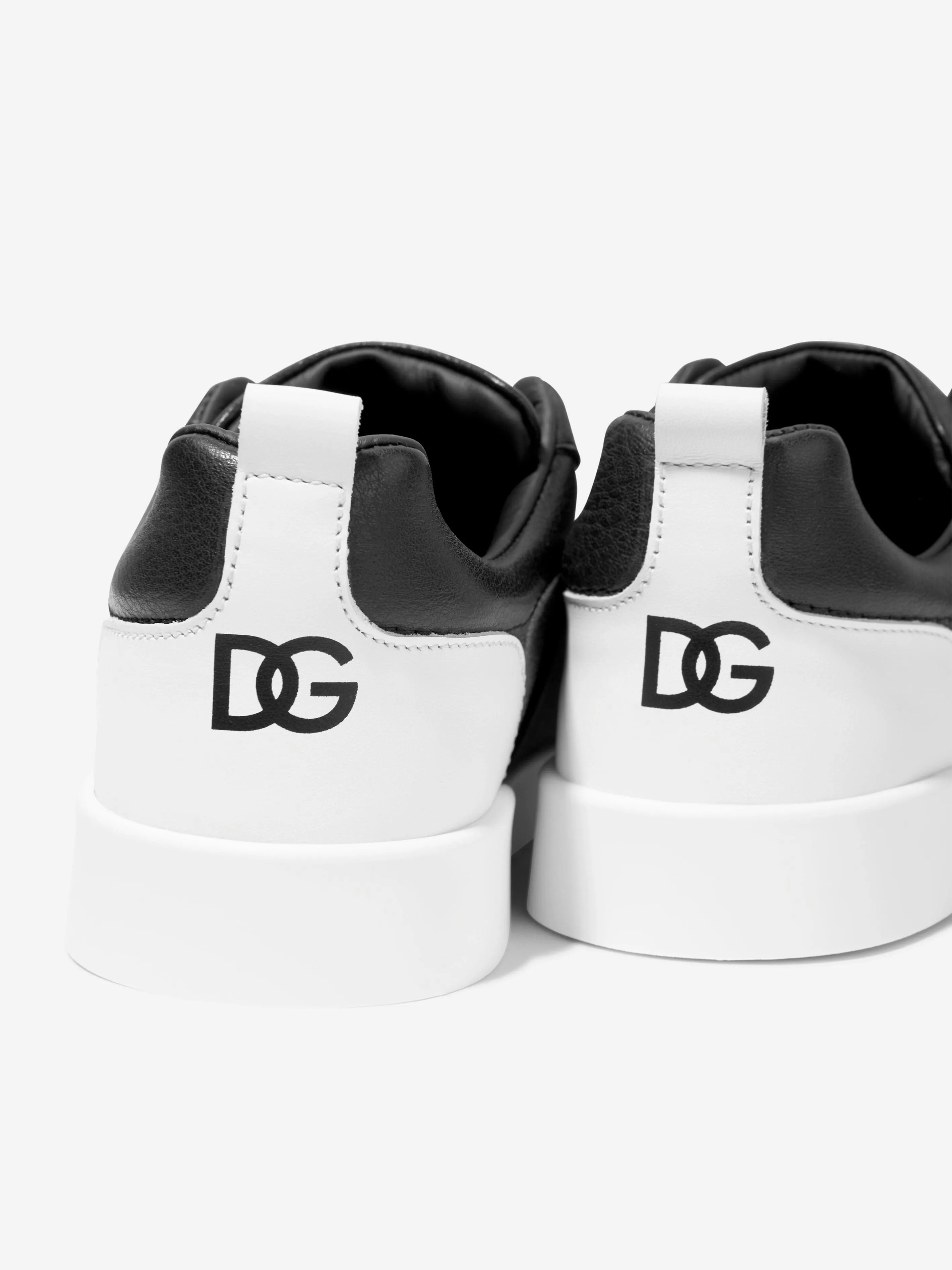 Dolce & Gabbana Kids Leather Slip On Trainers in Black