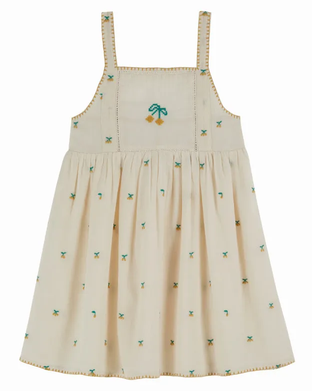 Emile Girls' Cherry Embroidered  Dress