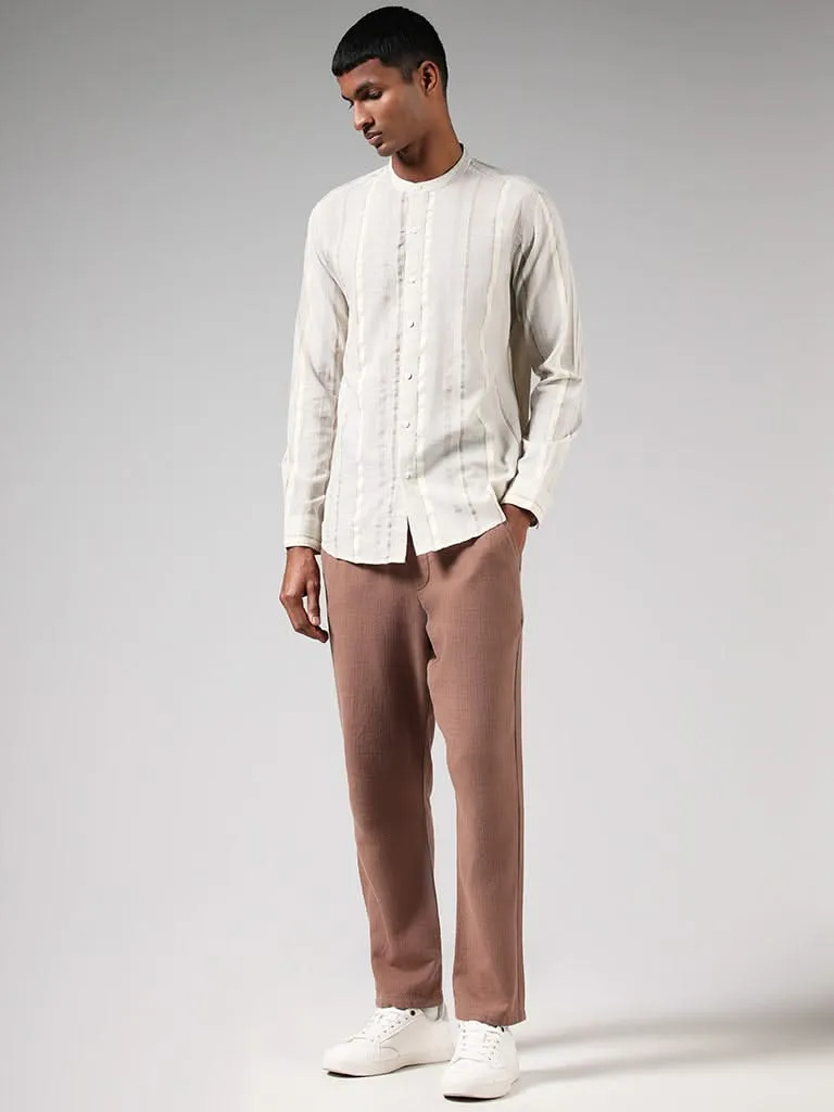 ETA Beige Striped Cotton Resort-Fit Shirt