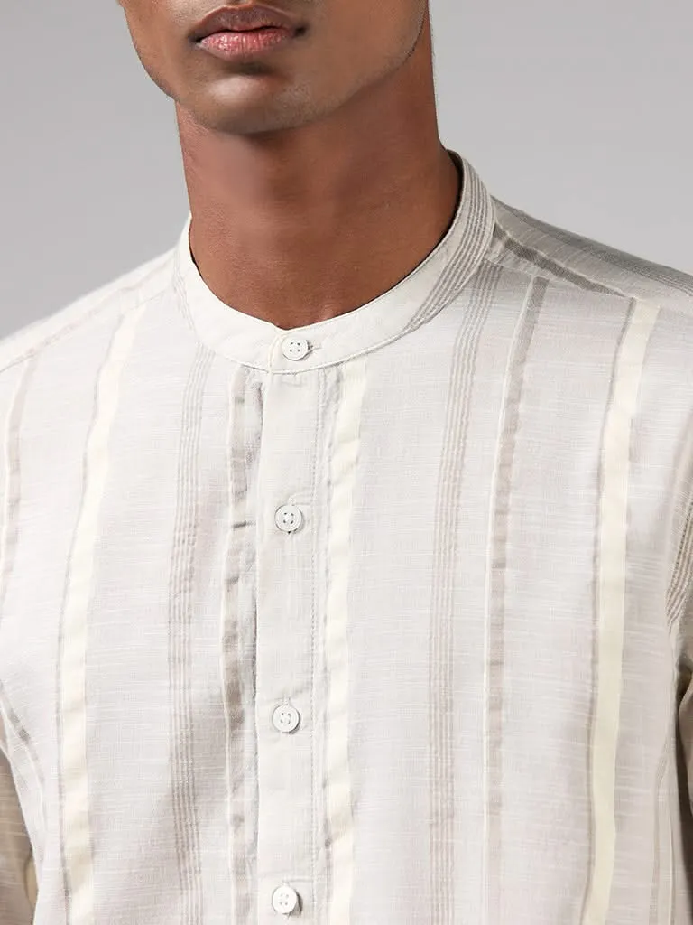 ETA Beige Striped Cotton Resort-Fit Shirt