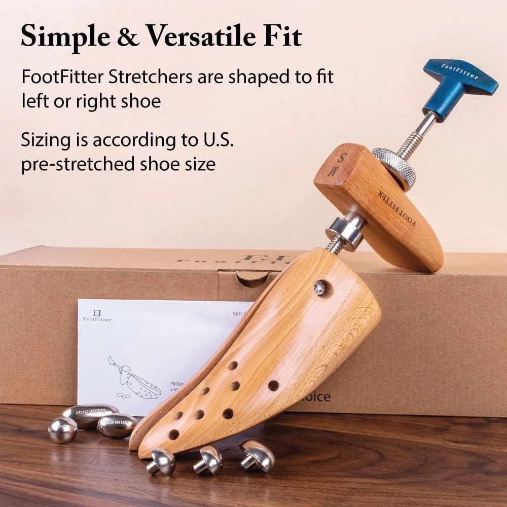 FootFitter Premium Professional 2-Way Shoe Stretcher Set - Pair of Shoe Stretchers