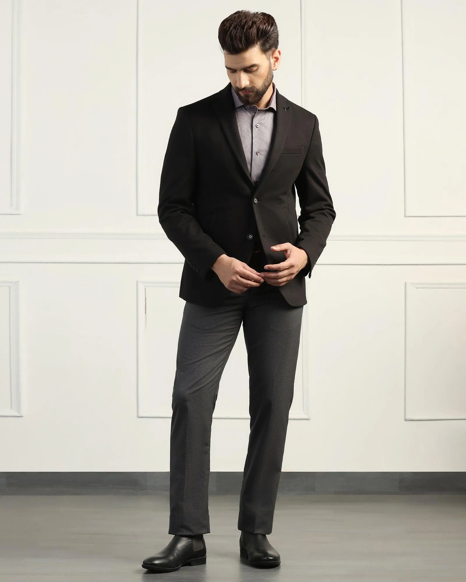 Formal Black Textured Blazer - Elevate