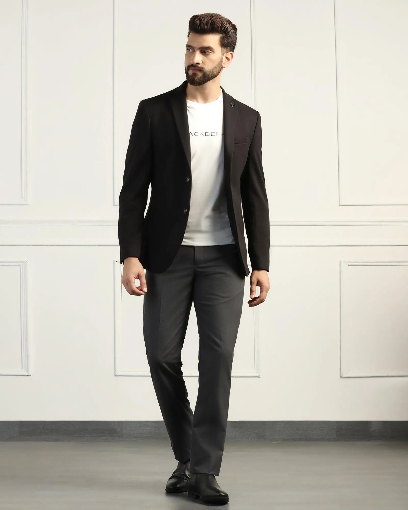 Formal Black Textured Blazer - Elevate