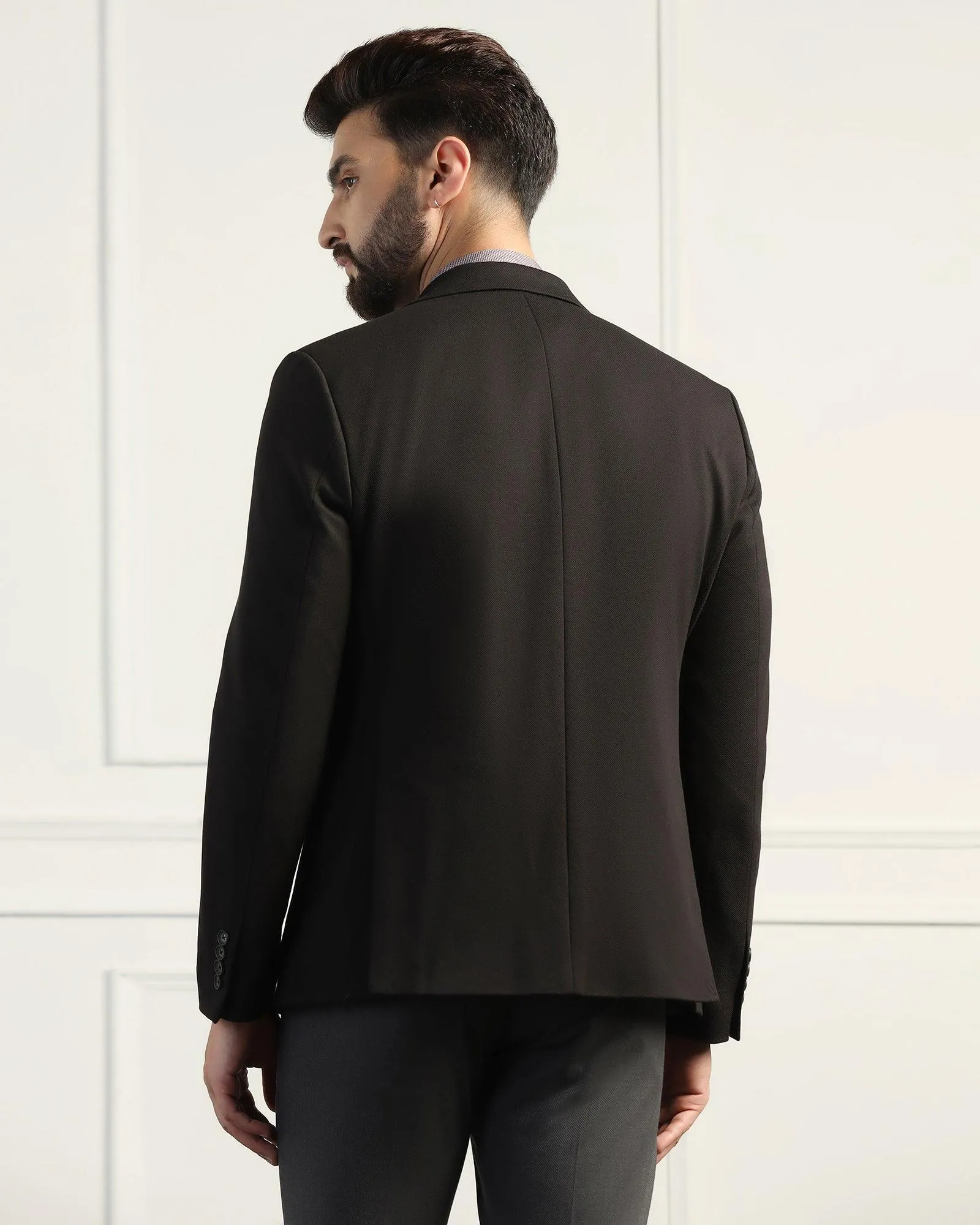 Formal Black Textured Blazer - Elevate