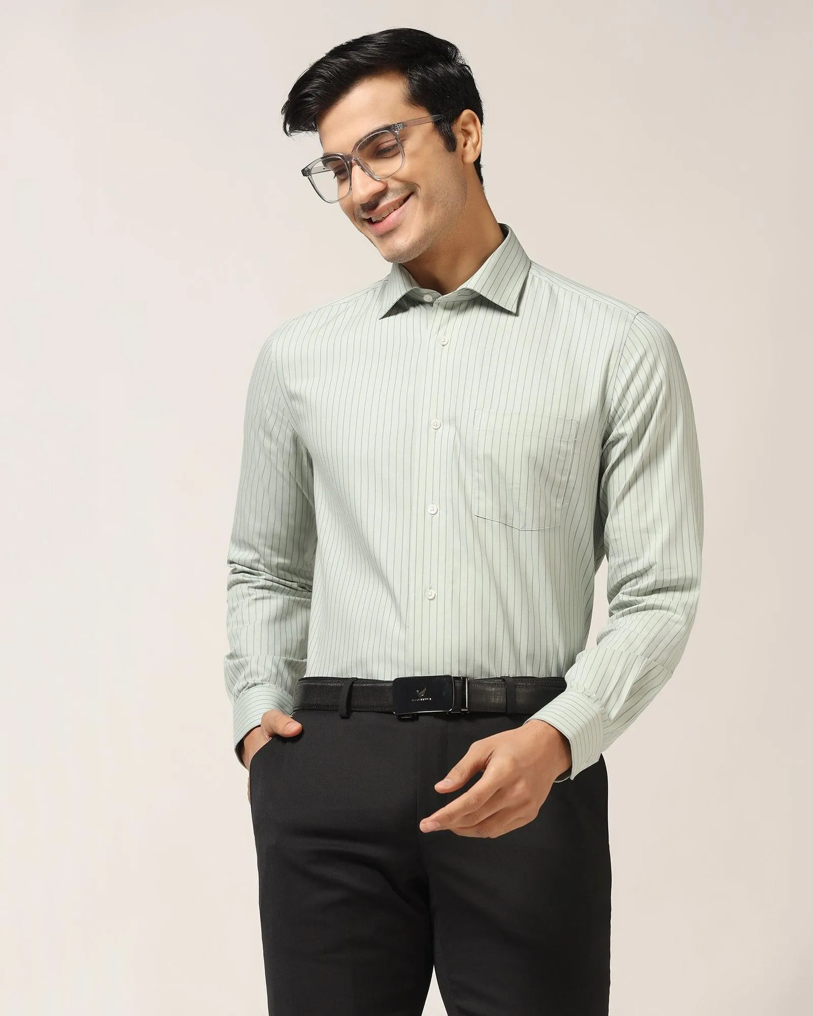 Formal Green Striped Shirt - Lit