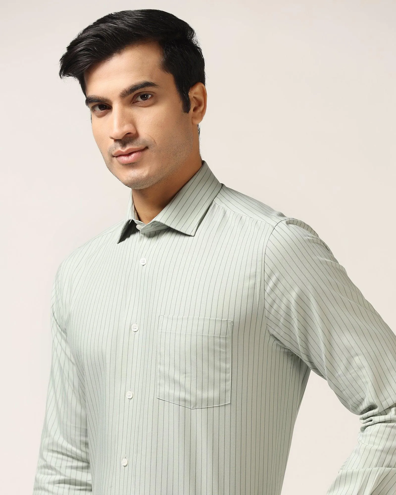 Formal Green Striped Shirt - Lit