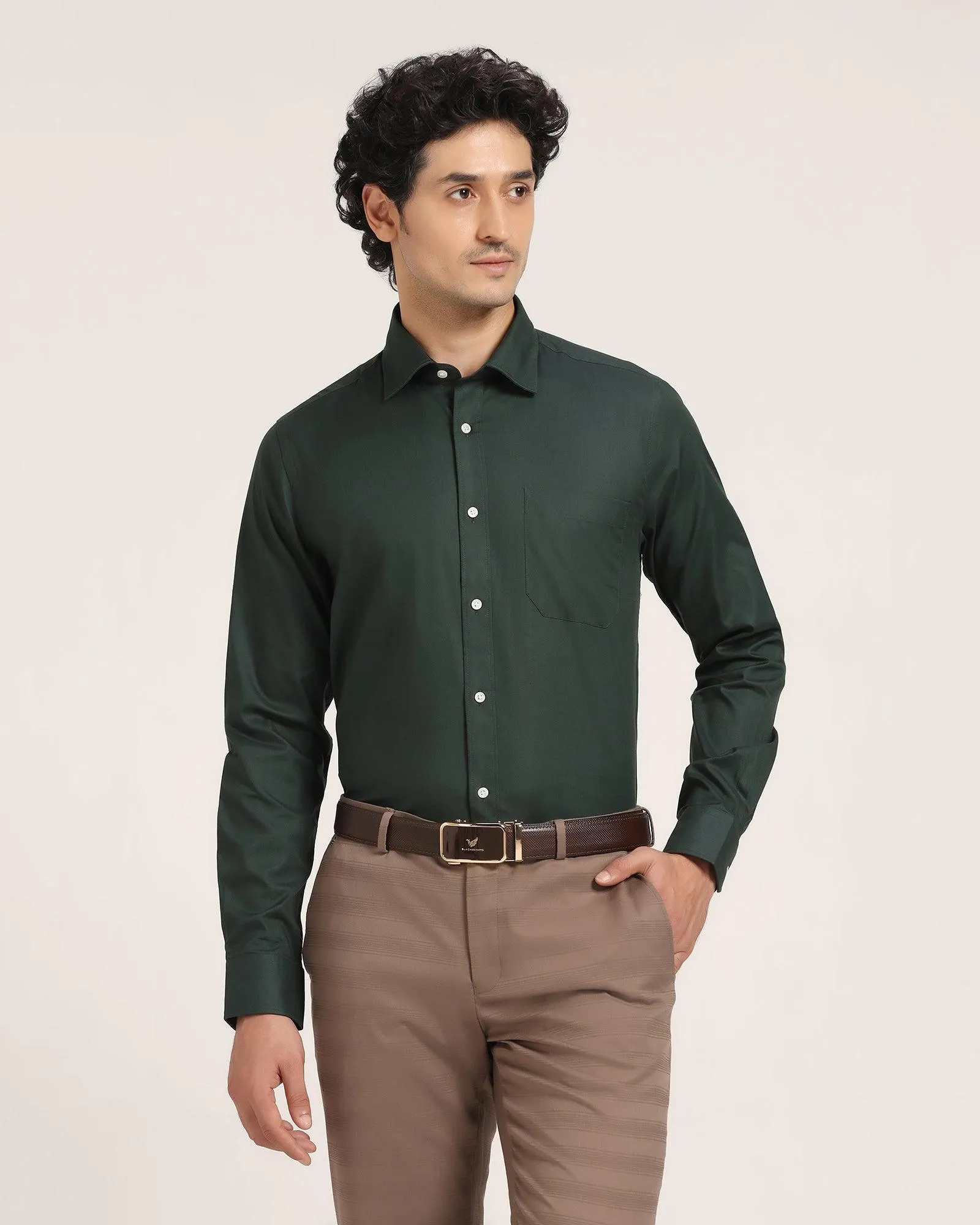 Formal Olive Solid Shirt - Vetro