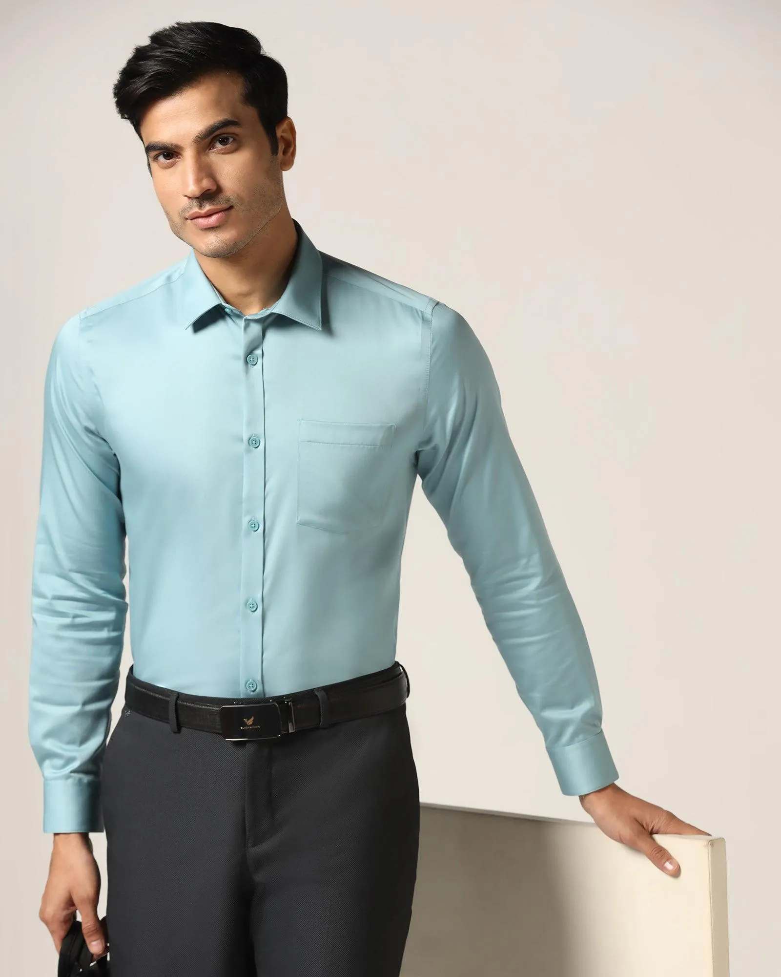 Formal Teal Solid Shirt - Gusto