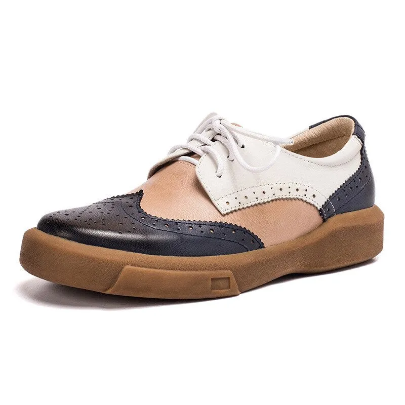 Gina - Women's Genuine Leather Casual Oxford Shoes with Anti-skid Rubber Sole