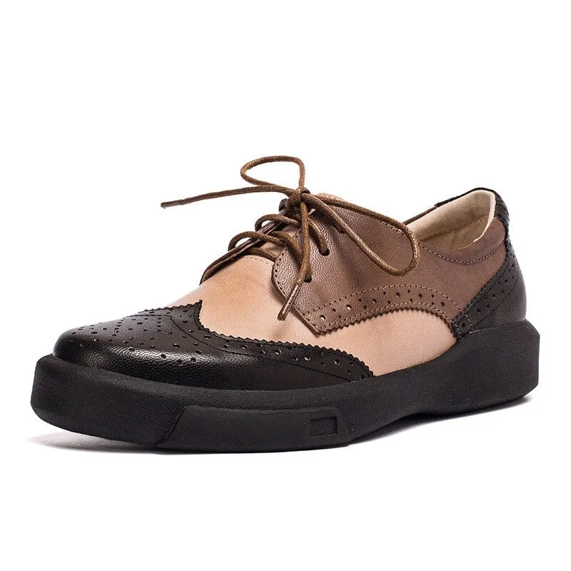 Gina - Women's Genuine Leather Casual Oxford Shoes with Anti-skid Rubber Sole