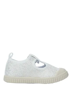 Girls Beige Velcro Pump Shoe