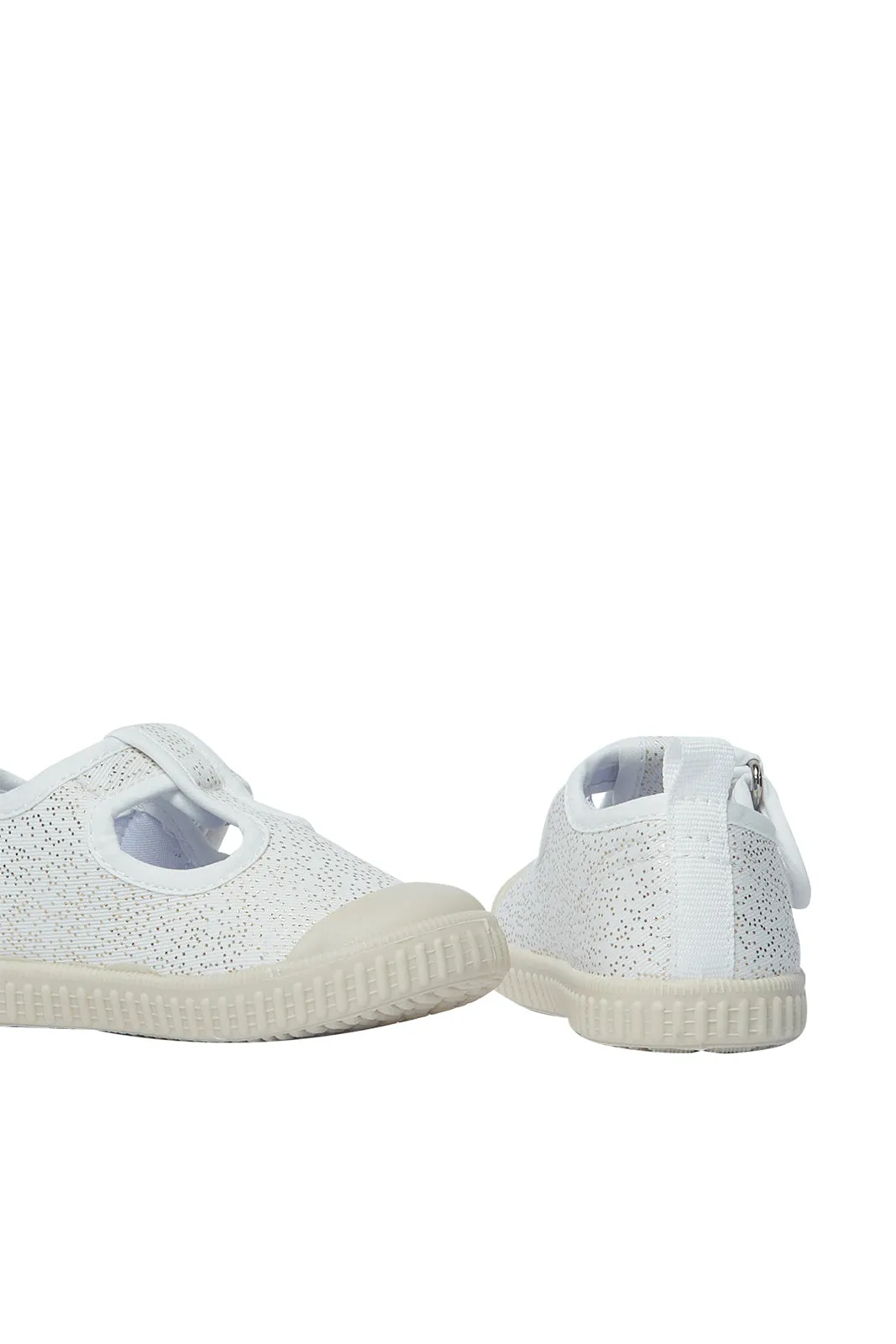 Girls Beige Velcro Pump Shoe