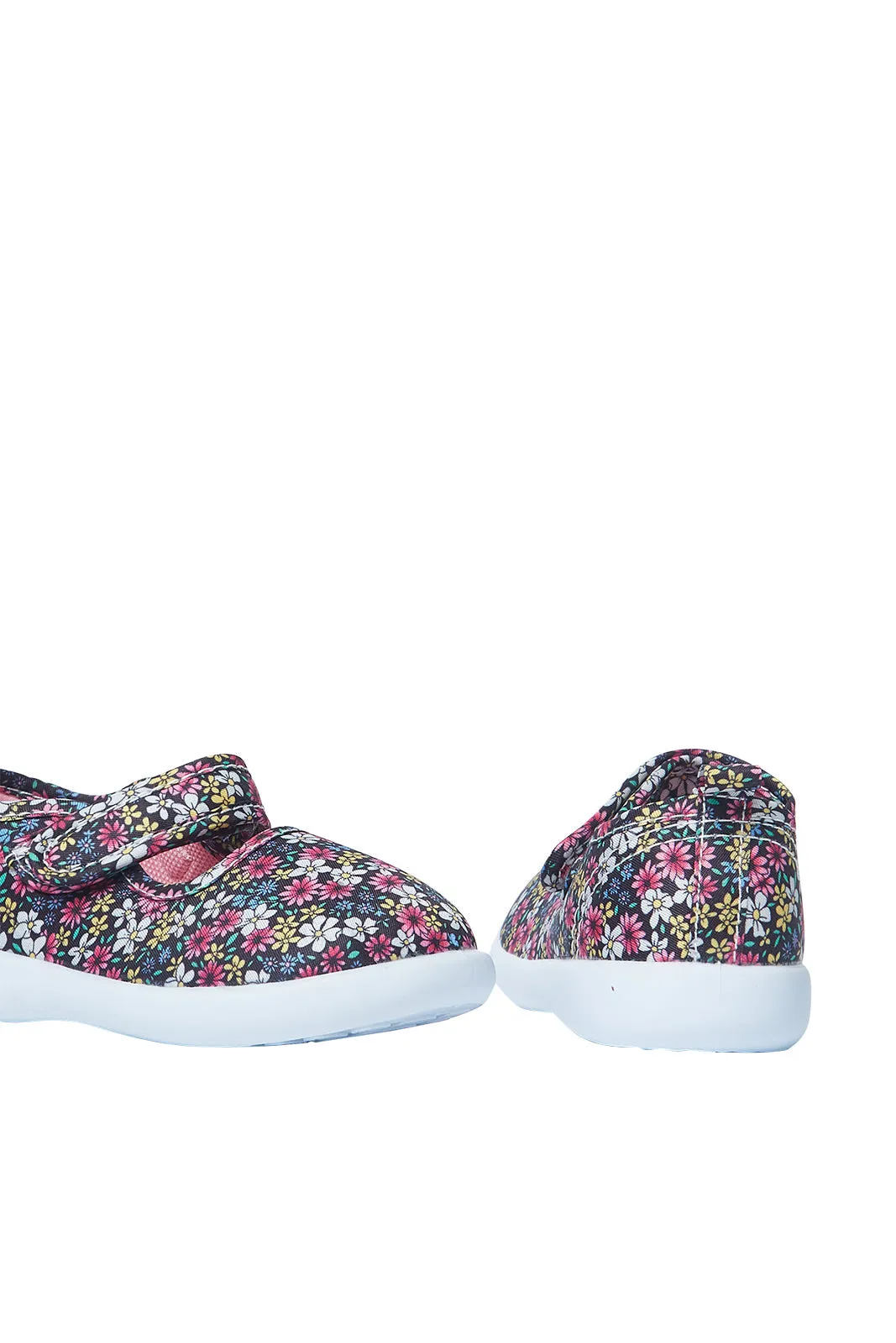 Girls Navy Floral Print Pump Shoe