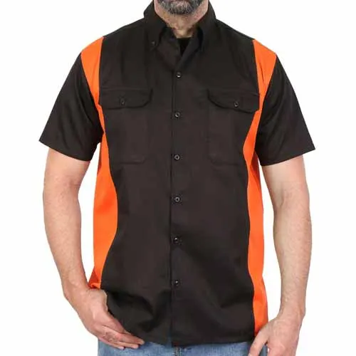 Hot Leathers GMM1003 Men's Mechanics 2-Tone Sides Button Up Heavy-Duty Work Shirt for | Classic Mechanic Work Shirt