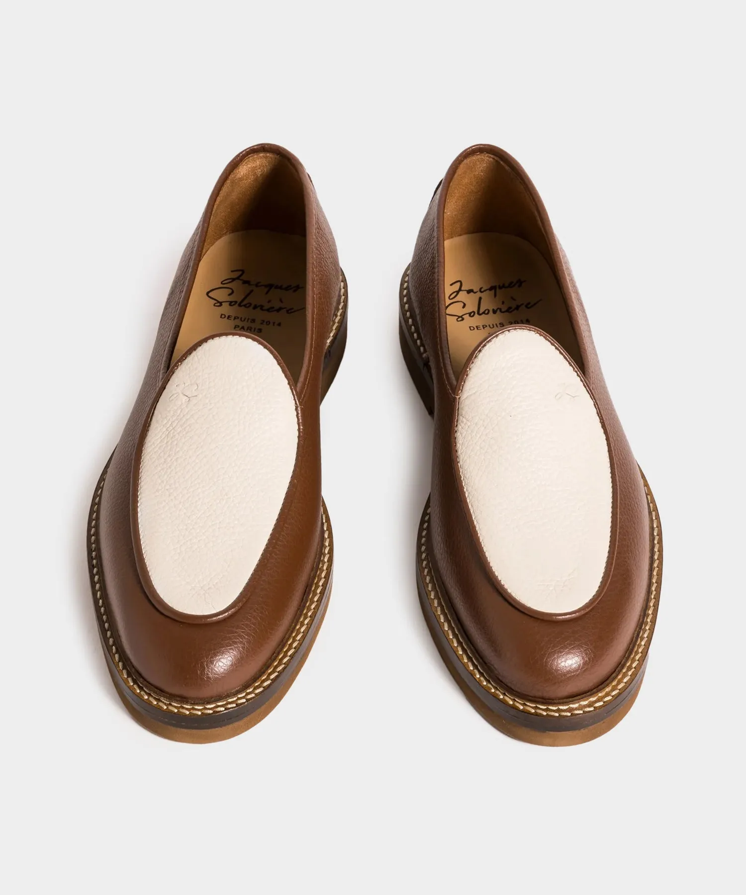 Jacques Solovière Lex Loafer in Brown & Cream