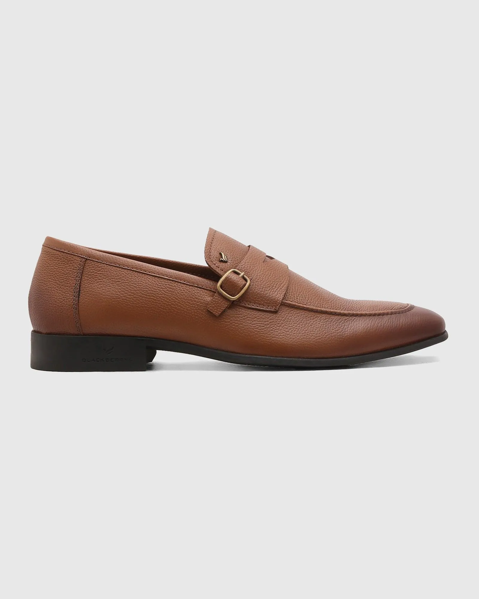 Leather Tan Textured Slip On Shoes - Qatar