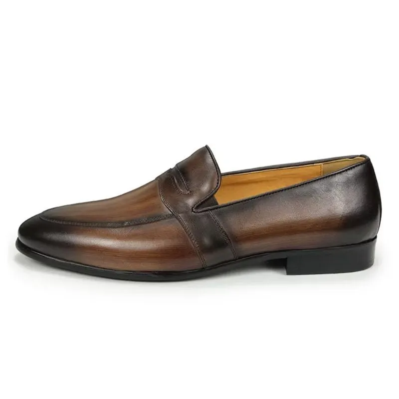 LeatherLuxe Croc Pattern Lavish Slip On Loafers