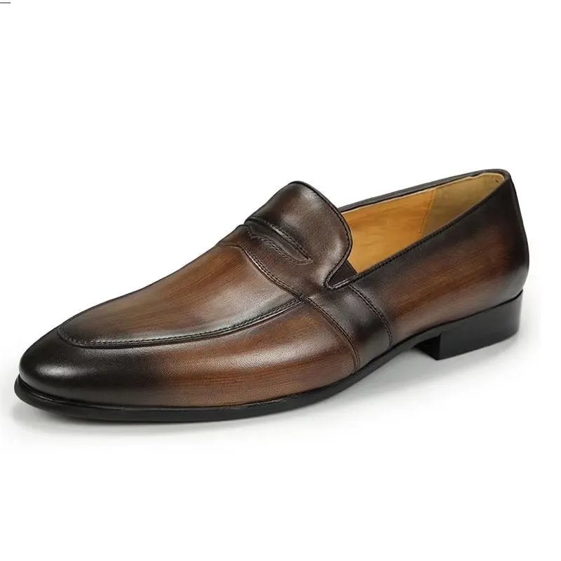 LeatherLuxe Croc Pattern Lavish Slip On Loafers