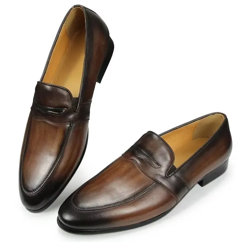 LeatherLuxe Croc Pattern Lavish Slip On Loafers