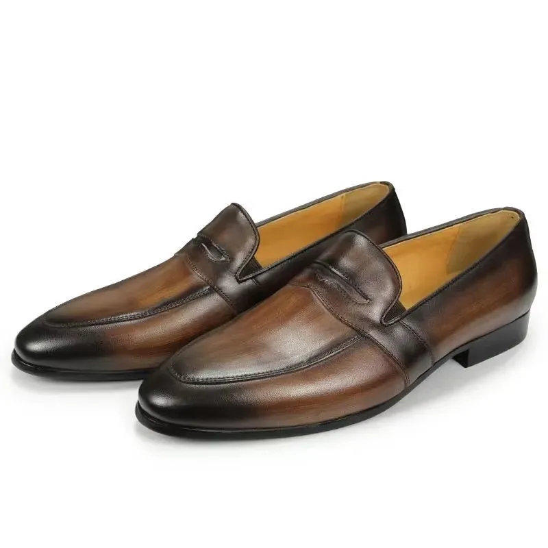 LeatherLuxe Croc Pattern Lavish Slip On Loafers