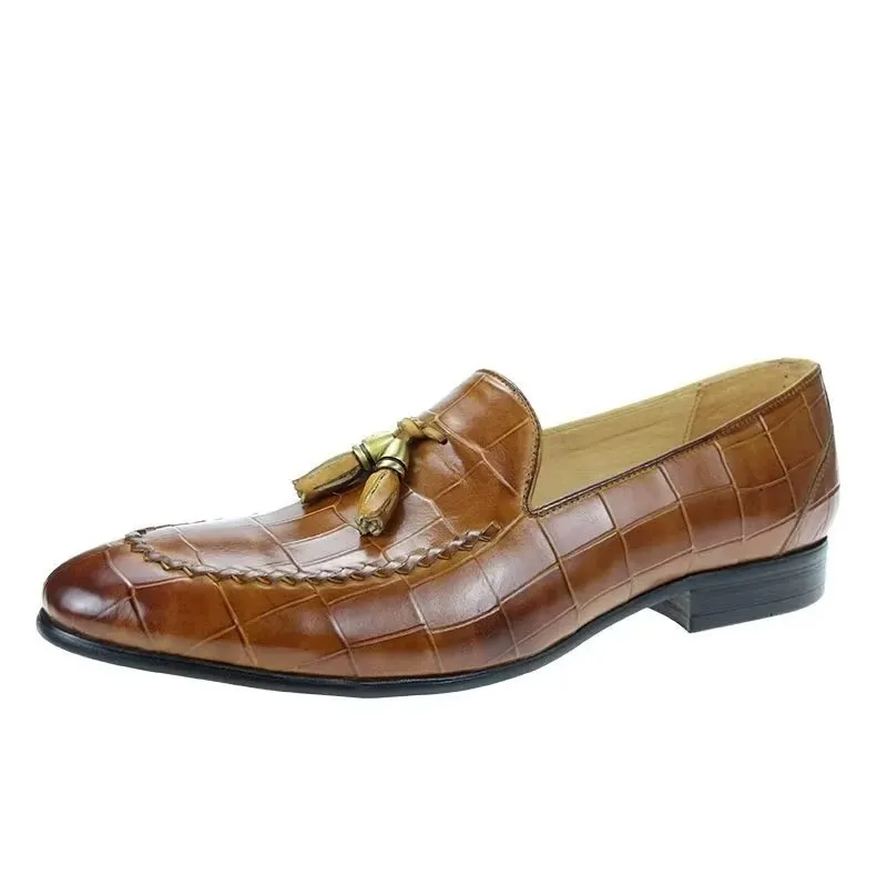 LeatherLuxe Croc Pattern Modish Slip On Loafers