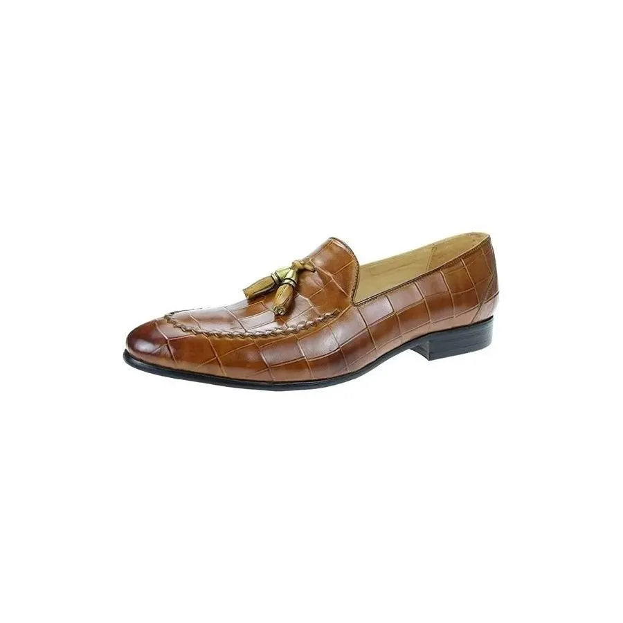 LeatherLuxe Croc Pattern Modish Slip On Loafers