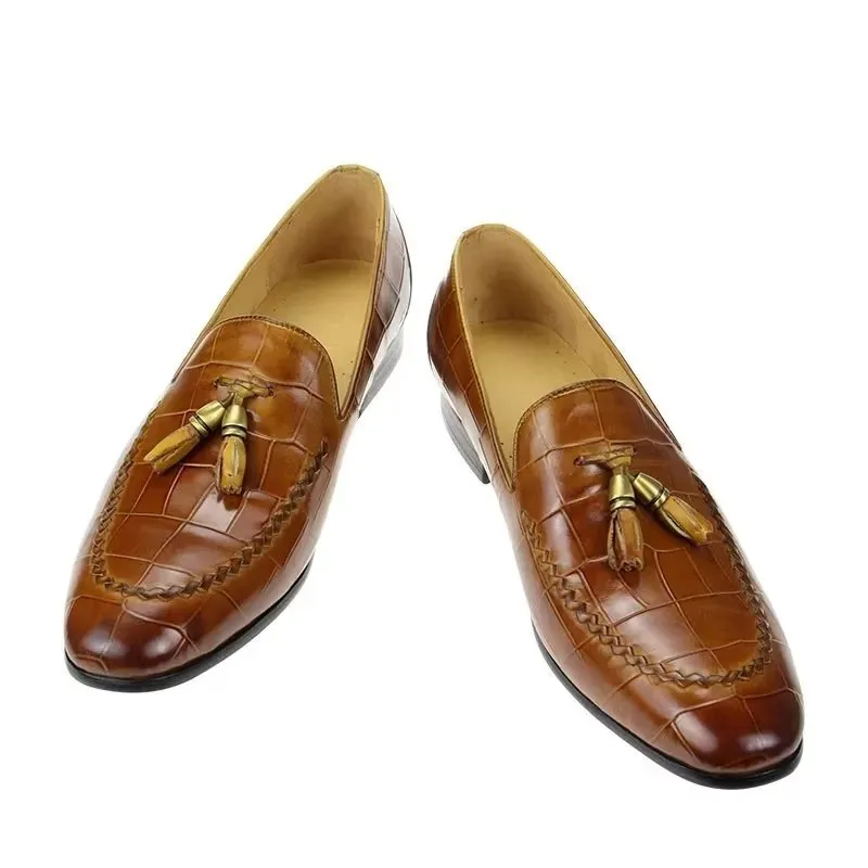 LeatherLuxe Croc Pattern Modish Slip On Loafers