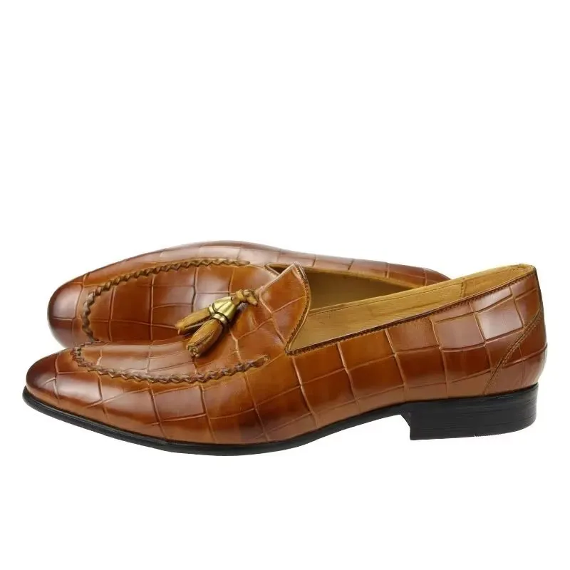 LeatherLuxe Croc Pattern Modish Slip On Loafers