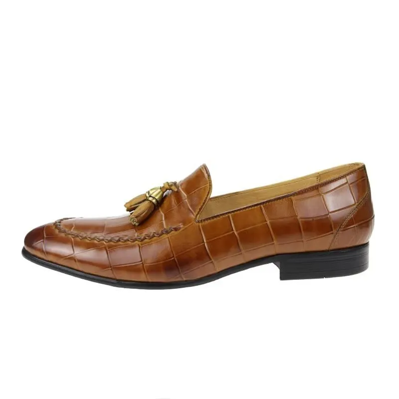 LeatherLuxe Croc Pattern Modish Slip On Loafers