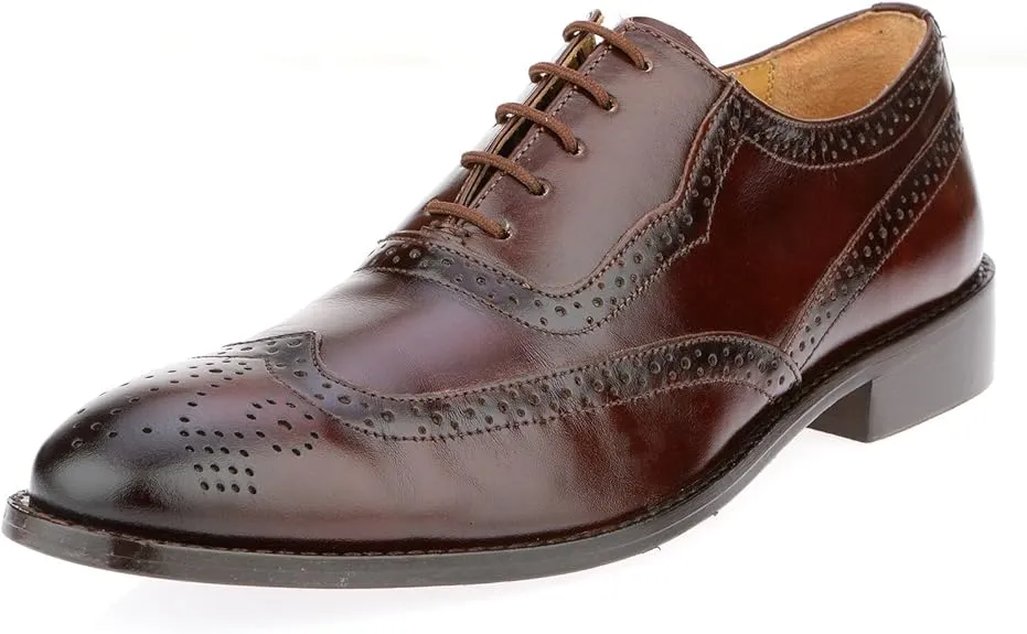 Libertyzon Men's Brown Wingtip Oxford Dress Size 7.5 Pair Of Shoes